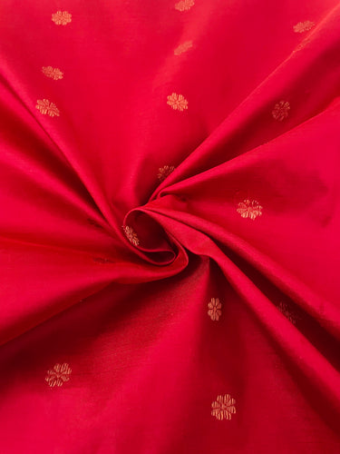 Assam Pat Mulberry Silk Saree | Red | Gold Zari | Handwoven | Silk Mark Certified | Ships from California